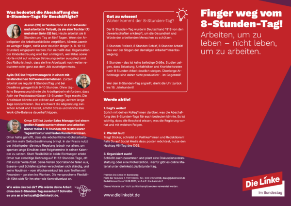 flyer-8-stunden_1 »Finger weg vom 8-Stunden-Tag!«