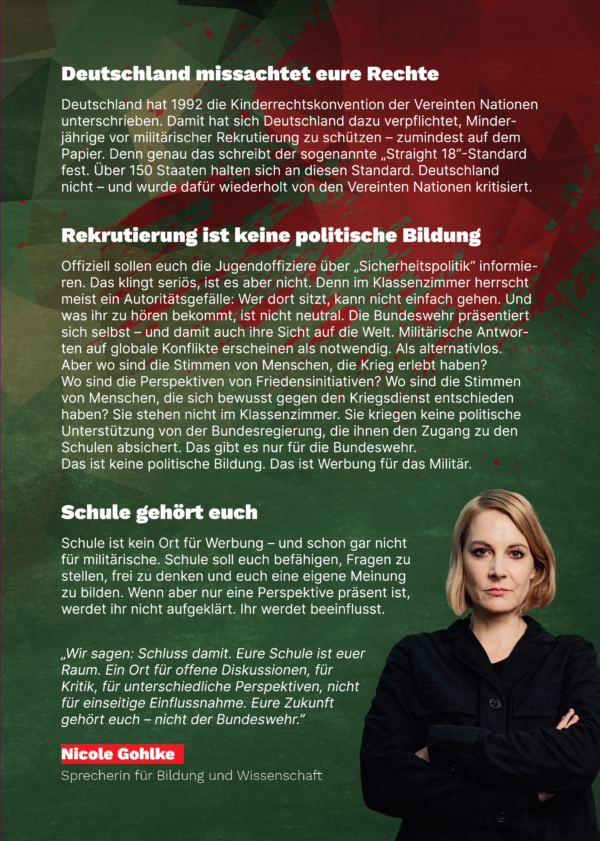 260422_Bundeswehr_Flyer_Druck_3 »Bundeswehr raus aus unseren Schulen!«