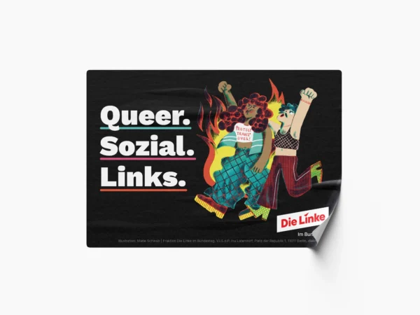 mockup_aufkleber queer sozial links »Queer. Sozial. Links.« – Aufkleber zum CSD