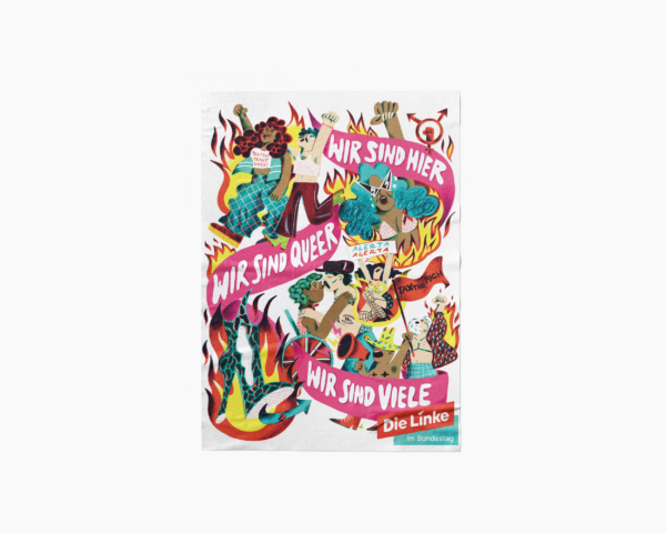 mockup_queer_folder_poster »Queer, sozial, links!« – Folder und Poster zum CSD